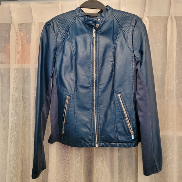 Express Jackets & Blazers - Express Faux Leather Moto Jacket Teal Size Medium